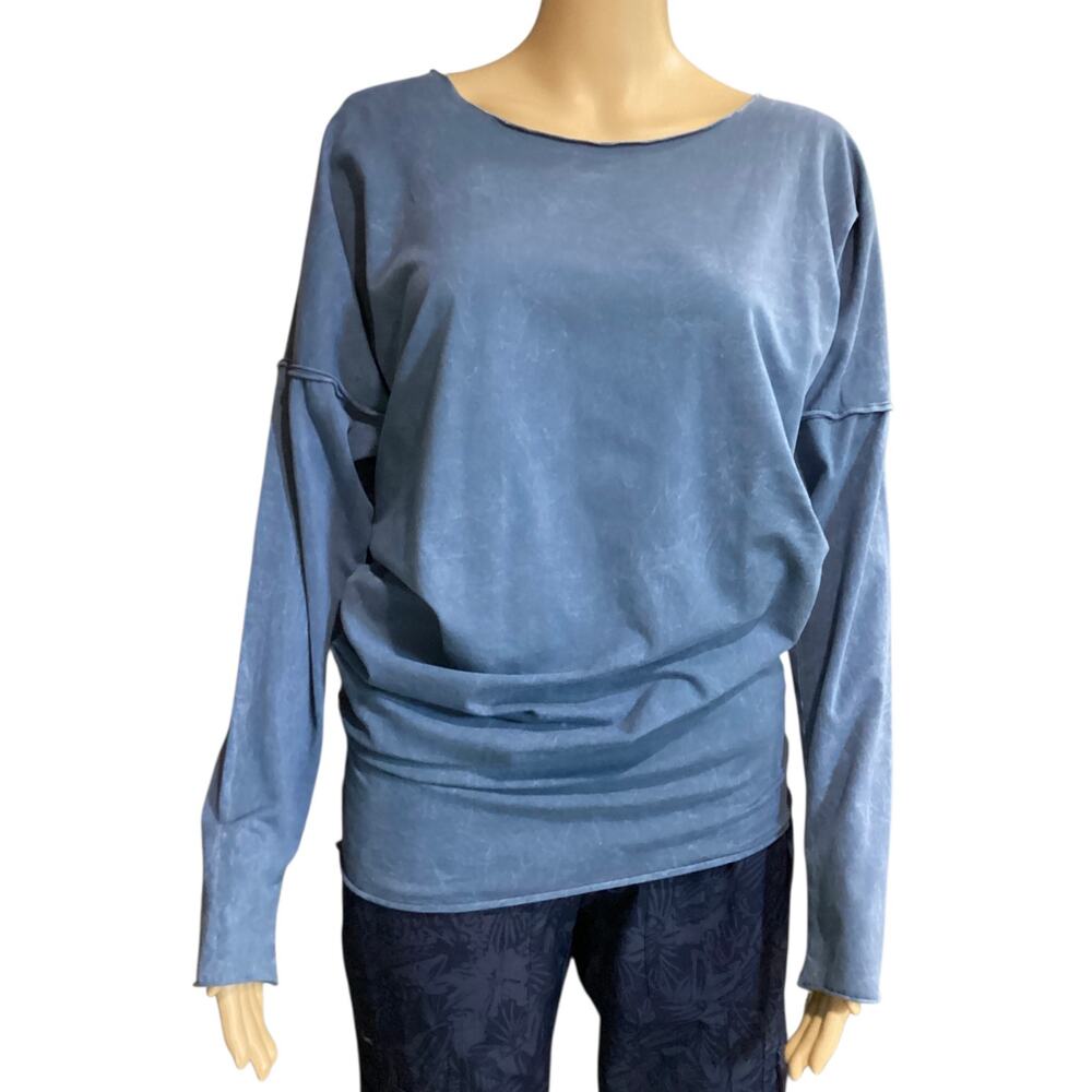 Rock Cotton Long Sleeve Tunic Top – Dusty Blue size S-XL